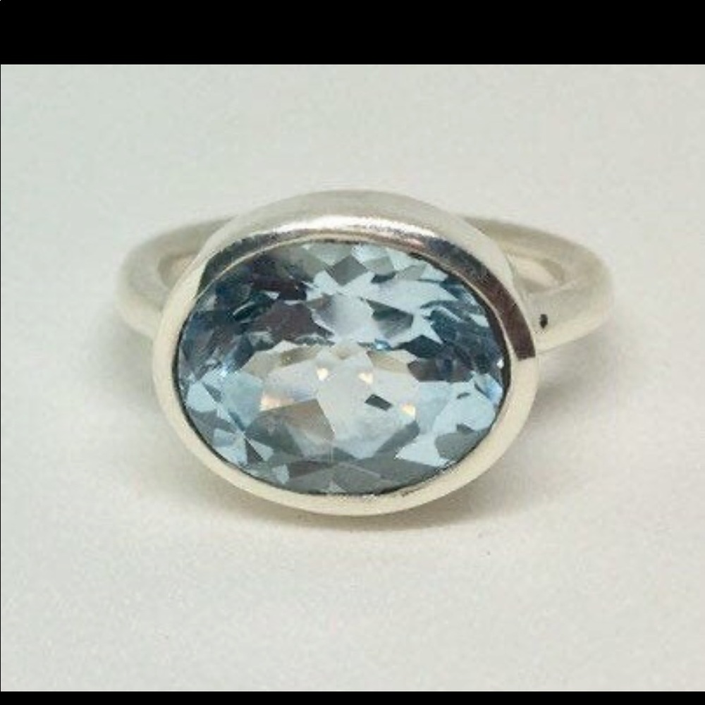 BOGO! Genuine blue topaz sterling silver ring size 5